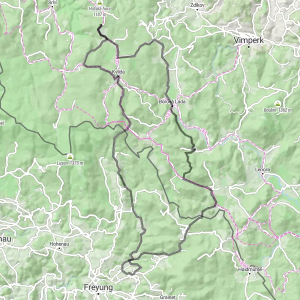 Map miniature of "The Ultimate Bavarian Forest Adventure" cycling inspiration in Niederbayern, Germany. Generated by Tarmacs.app cycling route planner