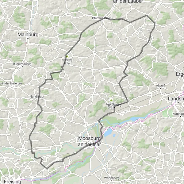 Karten-Miniaturansicht der Radinspiration "Landkreis Niederbayern Rundweg" in Niederbayern, Germany. Erstellt vom Tarmacs.app-Routenplaner für Radtouren