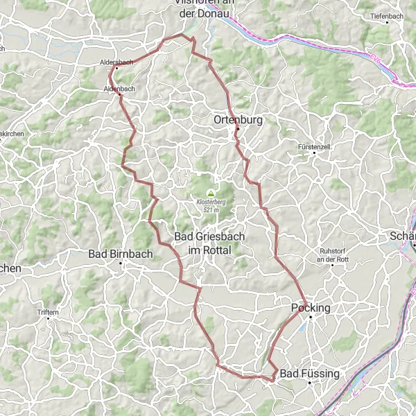 Map miniature of "Exploring Western Niederbayern" cycling inspiration in Niederbayern, Germany. Generated by Tarmacs.app cycling route planner