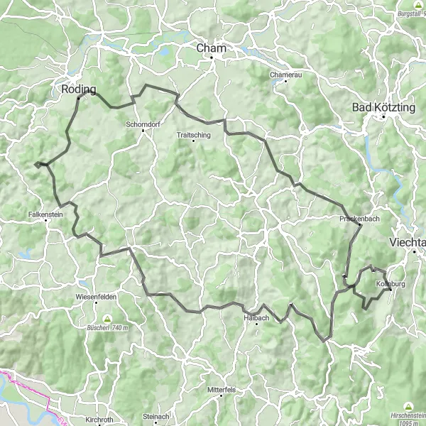 Karten-Miniaturansicht der Radinspiration "Bayerischer Rundweg" in Niederbayern, Germany. Erstellt vom Tarmacs.app-Routenplaner für Radtouren