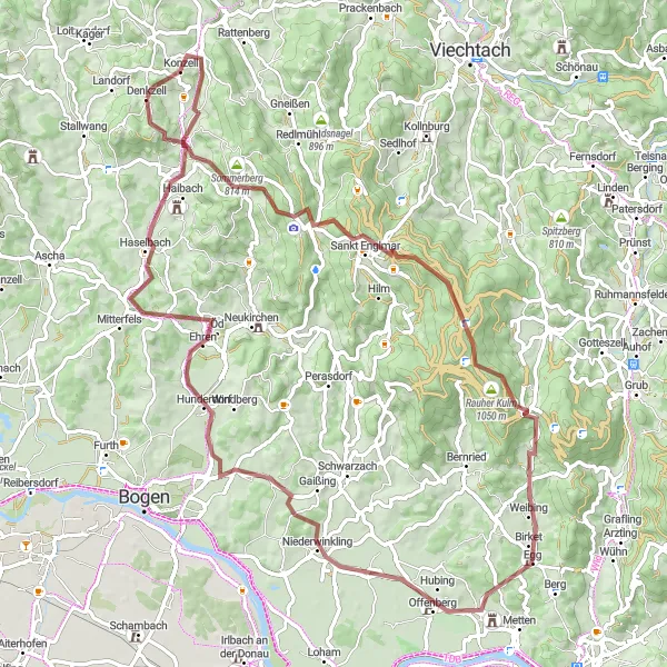 Karten-Miniaturansicht der Radinspiration "Auf den Spuren der Könige: Gravelabenteuer in Niederbayern" in Niederbayern, Germany. Erstellt vom Tarmacs.app-Routenplaner für Radtouren