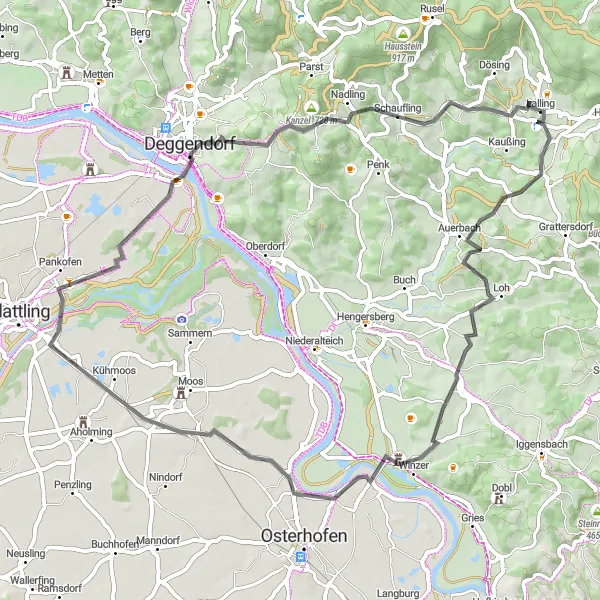 Karten-Miniaturansicht der Radinspiration "Entdeckungstour durch Niederbayern" in Niederbayern, Germany. Erstellt vom Tarmacs.app-Routenplaner für Radtouren