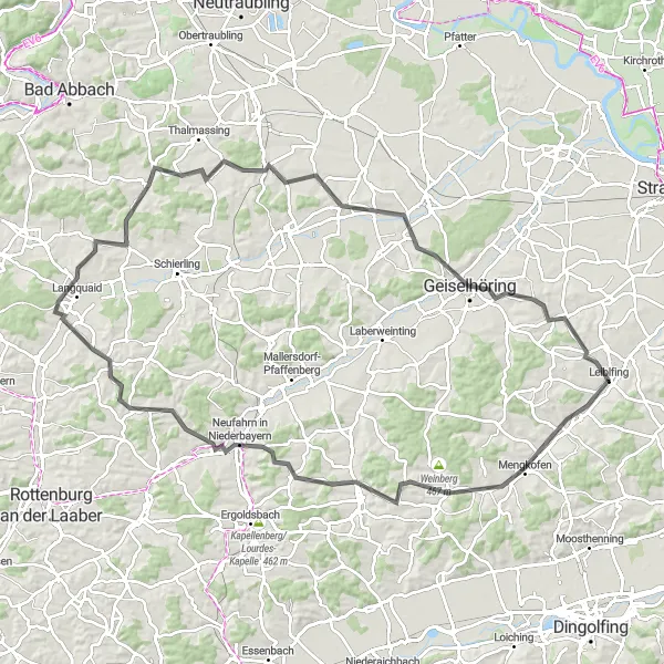 Karten-Miniaturansicht der Radinspiration "Donau-Altmühl-Runde" in Niederbayern, Germany. Erstellt vom Tarmacs.app-Routenplaner für Radtouren