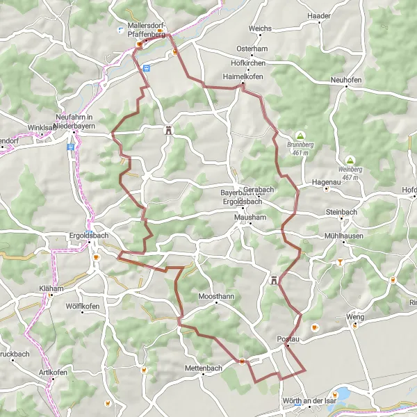 Karten-Miniaturansicht der Radinspiration "Abenteuerliche Tour durch Niederbayern" in Niederbayern, Germany. Erstellt vom Tarmacs.app-Routenplaner für Radtouren