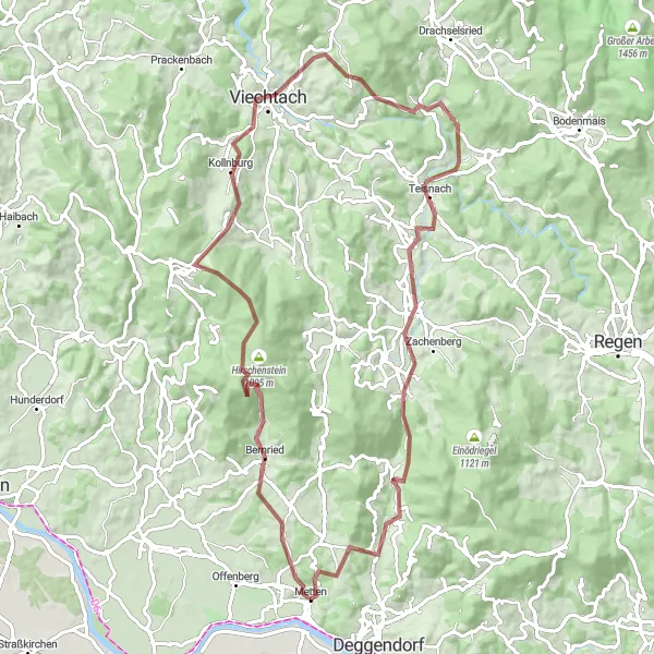 Map miniature of "Scenic Gravel Journey to Tannenberg" cycling inspiration in Niederbayern, Germany. Generated by Tarmacs.app cycling route planner