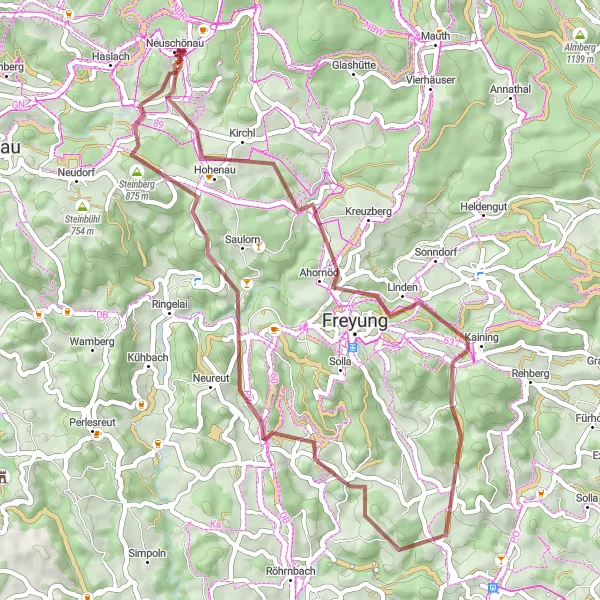 Map miniature of "Nature Exploration" cycling inspiration in Niederbayern, Germany. Generated by Tarmacs.app cycling route planner