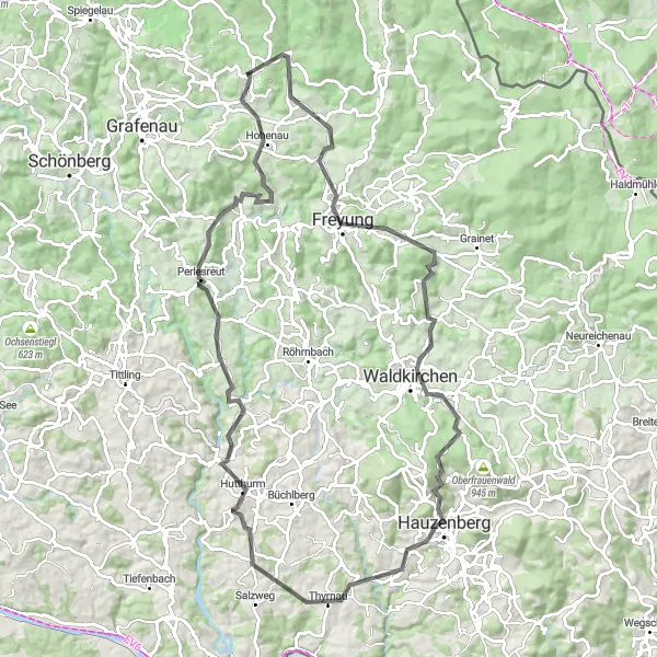 Map miniature of "Road Quest" cycling inspiration in Niederbayern, Germany. Generated by Tarmacs.app cycling route planner