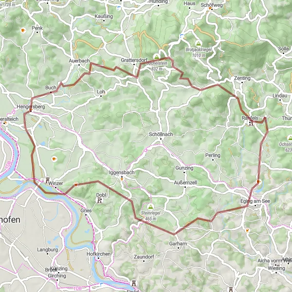 Map miniature of "Büchelstein Loop" cycling inspiration in Niederbayern, Germany. Generated by Tarmacs.app cycling route planner