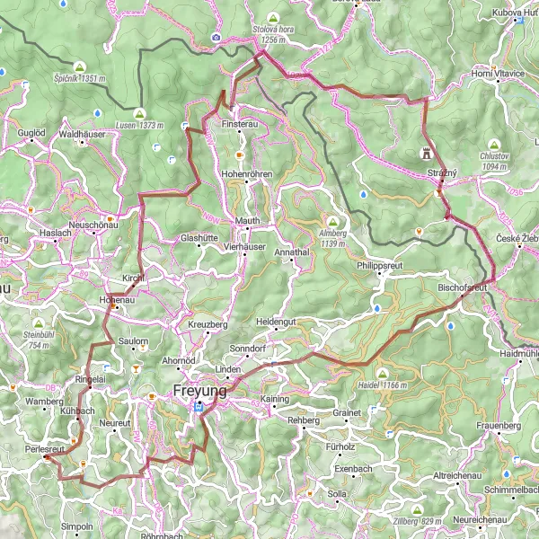 Map miniature of "The Ultimate Gravel Challenge: Perlesreut to Maresberg" cycling inspiration in Niederbayern, Germany. Generated by Tarmacs.app cycling route planner