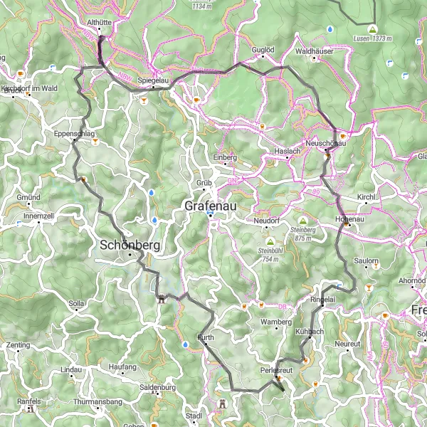 Map miniature of "The Forest Adventure Ride" cycling inspiration in Niederbayern, Germany. Generated by Tarmacs.app cycling route planner