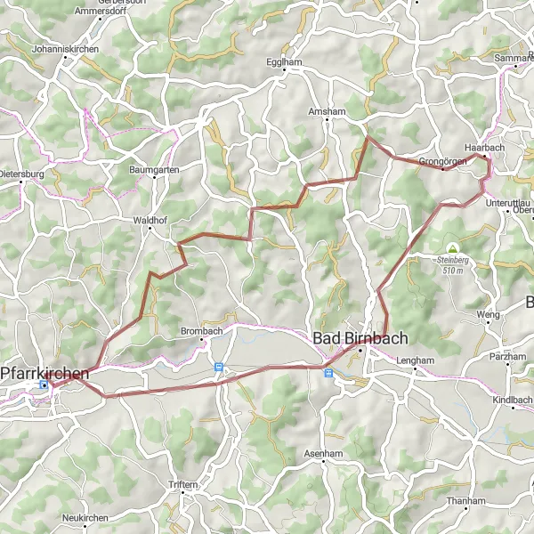 Karten-Miniaturansicht der Radinspiration "Rundtour nach Bad Birnbach" in Niederbayern, Germany. Erstellt vom Tarmacs.app-Routenplaner für Radtouren