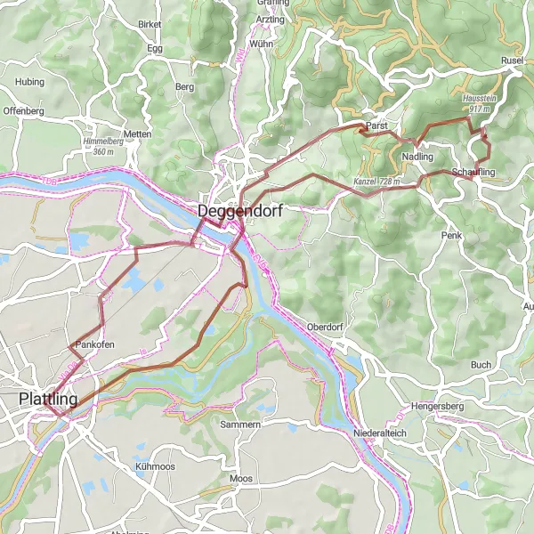 Map miniature of "Hidden Gems of Niederbayern" cycling inspiration in Niederbayern, Germany. Generated by Tarmacs.app cycling route planner