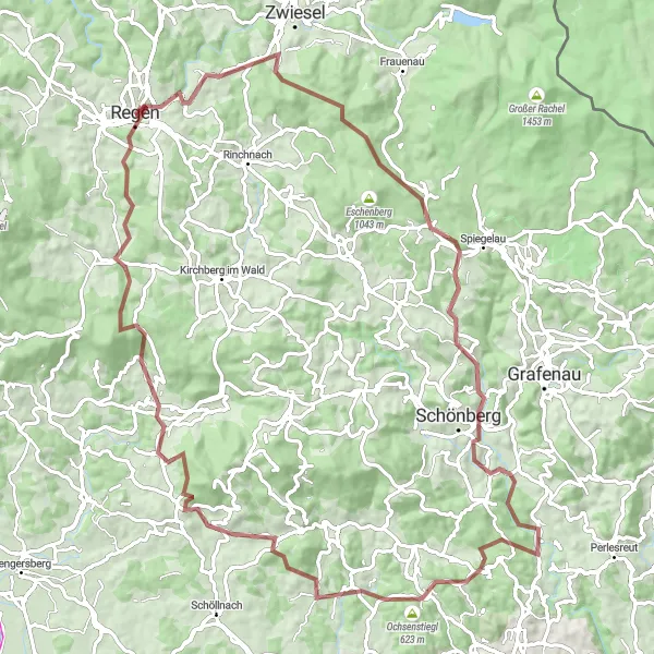 Map miniature of "Mountain Adventure" cycling inspiration in Niederbayern, Germany. Generated by Tarmacs.app cycling route planner