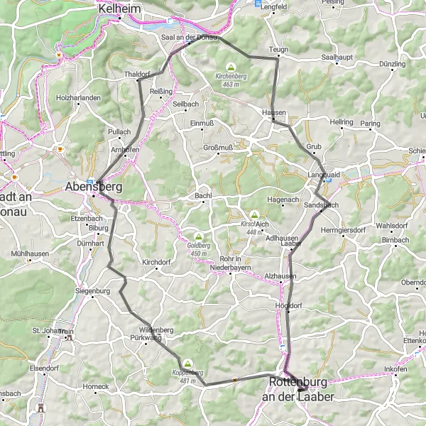 Karten-Miniaturansicht der Radinspiration "Langquaid Explorer" in Niederbayern, Germany. Erstellt vom Tarmacs.app-Routenplaner für Radtouren
