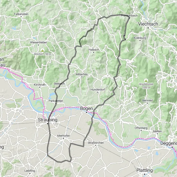 Map miniature of "The Scenic Loop" cycling inspiration in Niederbayern, Germany. Generated by Tarmacs.app cycling route planner