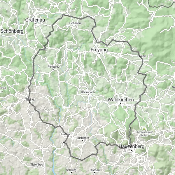 Map miniature of "Scenic and Challenging Loop around Salzweg" cycling inspiration in Niederbayern, Germany. Generated by Tarmacs.app cycling route planner