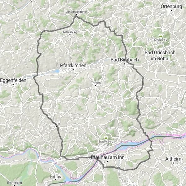 Karten-Miniaturansicht der Radinspiration "Panorama-Aussichten-Tour" in Niederbayern, Germany. Erstellt vom Tarmacs.app-Routenplaner für Radtouren