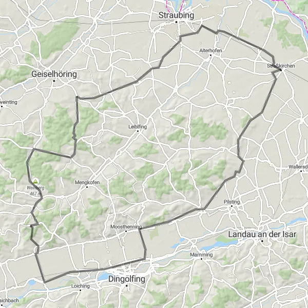 Map miniature of "The Scenic Countryside Road Adventure" cycling inspiration in Niederbayern, Germany. Generated by Tarmacs.app cycling route planner