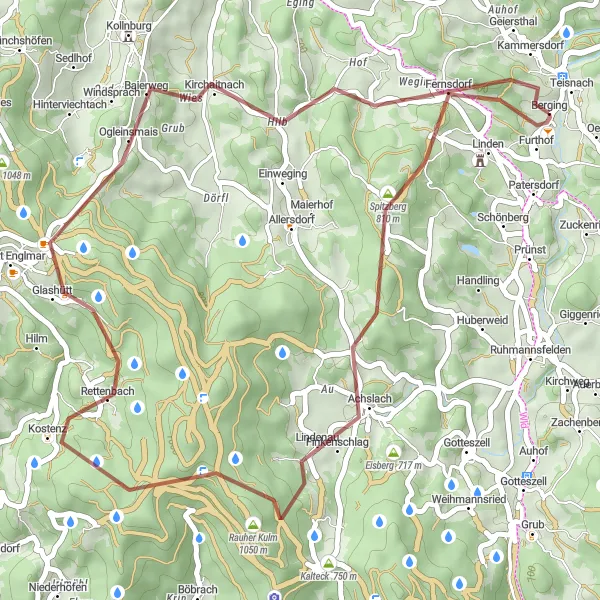 Map miniature of "The Enchanting Landscapes of Achslach and Fernsdorf" cycling inspiration in Niederbayern, Germany. Generated by Tarmacs.app cycling route planner