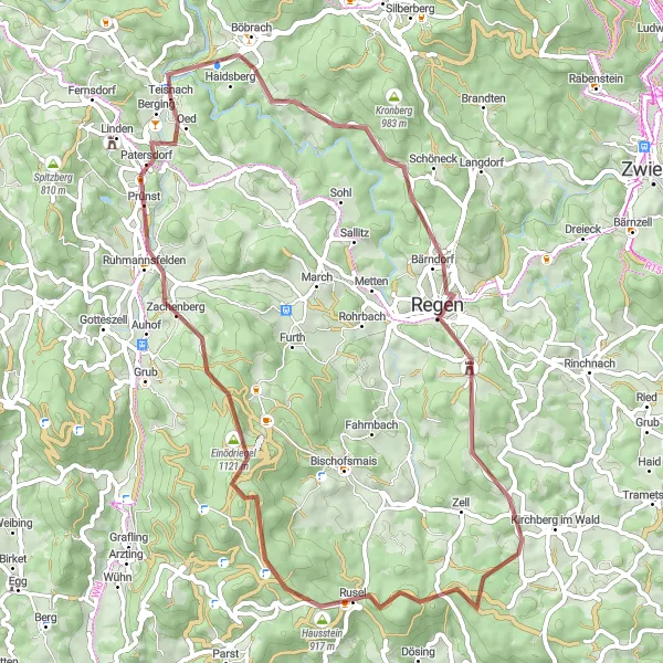 Map miniature of "Gravel Adventure through Bavarian Countryside" cycling inspiration in Niederbayern, Germany. Generated by Tarmacs.app cycling route planner