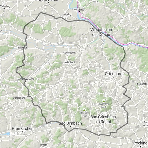 Map miniature of "Road Tettenweis Adventure" cycling inspiration in Niederbayern, Germany. Generated by Tarmacs.app cycling route planner