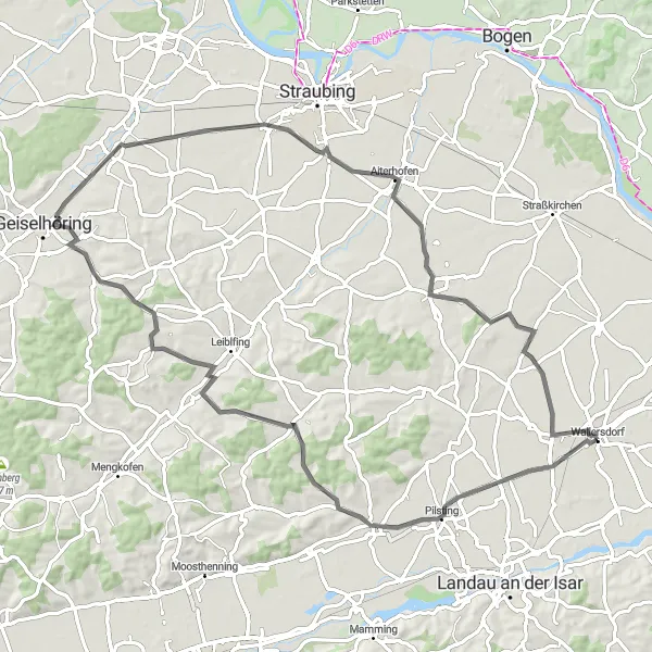 Karten-Miniaturansicht der Radinspiration "Kleiner Kaiser Loop" in Niederbayern, Germany. Erstellt vom Tarmacs.app-Routenplaner für Radtouren