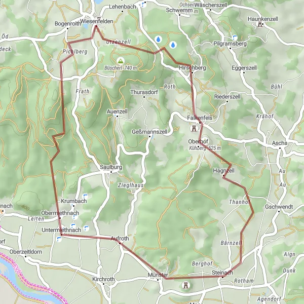 Karten-Miniaturansicht der Radinspiration "Gravel Tour um Falkenfels" in Niederbayern, Germany. Erstellt vom Tarmacs.app-Routenplaner für Radtouren