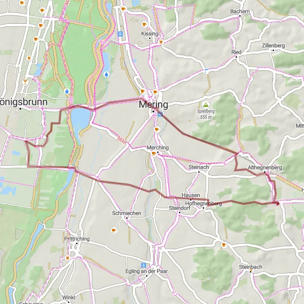 Map miniature of "Hofhegnenberg Loop" cycling inspiration in Oberbayern, Germany. Generated by Tarmacs.app cycling route planner