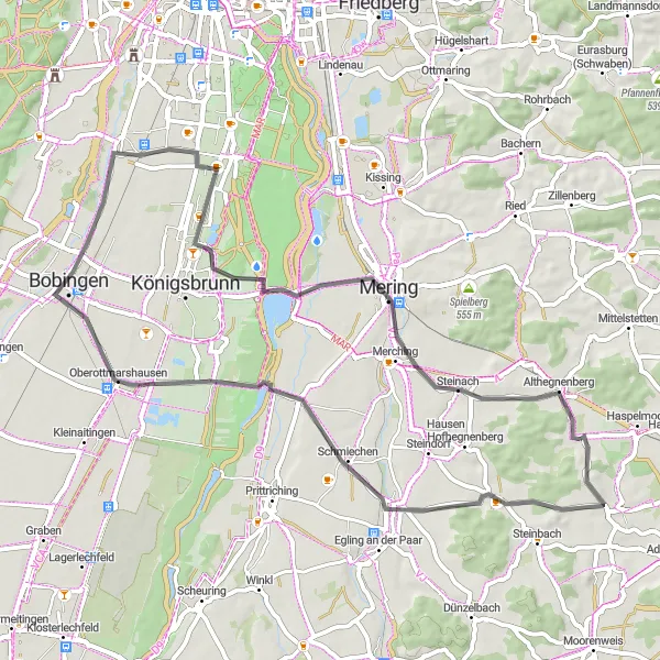 Map miniature of "Scenic Road Cycling Tour" cycling inspiration in Oberbayern, Germany. Generated by Tarmacs.app cycling route planner