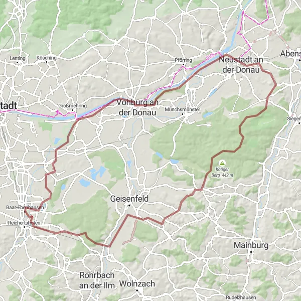 Map miniature of "Gravel Adventure" cycling inspiration in Oberbayern, Germany. Generated by Tarmacs.app cycling route planner