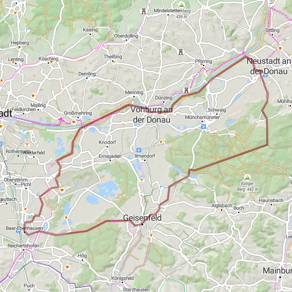 Map miniature of "Scenic Gravel Loop" cycling inspiration in Oberbayern, Germany. Generated by Tarmacs.app cycling route planner