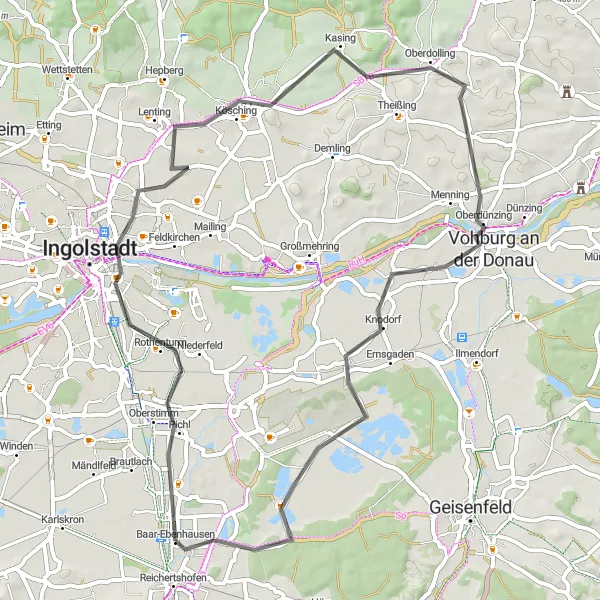 Map miniature of "Neues Schloss Loop" cycling inspiration in Oberbayern, Germany. Generated by Tarmacs.app cycling route planner