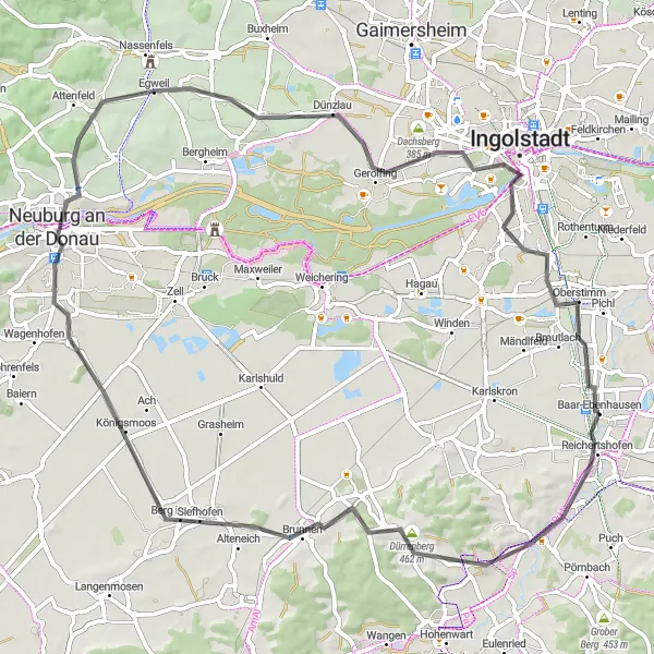 Map miniature of "Berg Daytrip" cycling inspiration in Oberbayern, Germany. Generated by Tarmacs.app cycling route planner