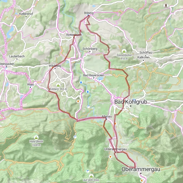 Karten-Miniaturansicht der Radinspiration "Gravel-Abenteuer im Ammertal" in Oberbayern, Germany. Erstellt vom Tarmacs.app-Routenplaner für Radtouren