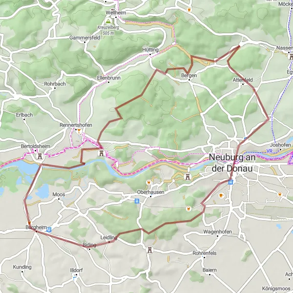 Map miniature of "Gravel Magic" cycling inspiration in Oberbayern, Germany. Generated by Tarmacs.app cycling route planner