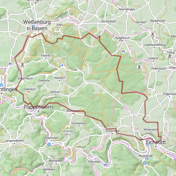 Karten-Miniaturansicht der Radinspiration "Gravel-Route durch malerische Landschaft und historische Stätten" in Oberbayern, Germany. Erstellt vom Tarmacs.app-Routenplaner für Radtouren