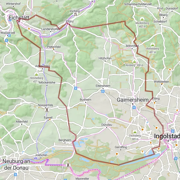 Karten-Miniaturansicht der Radinspiration "Abenteuerliche Gravel-Rundtour zu historischen Stätten" in Oberbayern, Germany. Erstellt vom Tarmacs.app-Routenplaner für Radtouren
