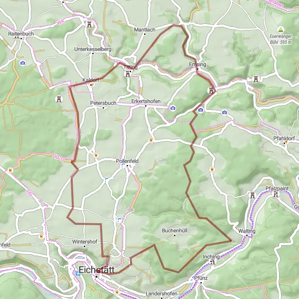 Karten-Miniaturansicht der Radinspiration "Gravel-Tour entlang des Limes und historischer Orte" in Oberbayern, Germany. Erstellt vom Tarmacs.app-Routenplaner für Radtouren