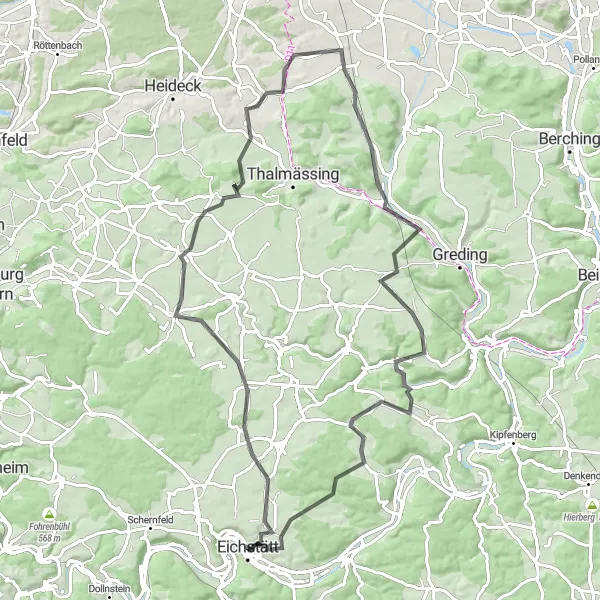 Karten-Miniaturansicht der Radinspiration "Radtour durch die wunderschöne Natur der Region" in Oberbayern, Germany. Erstellt vom Tarmacs.app-Routenplaner für Radtouren