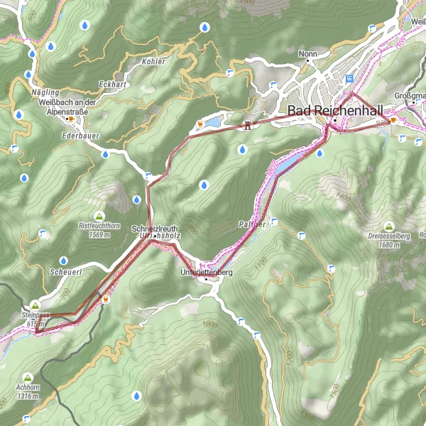 Map miniature of "Short Gravel Ride in Oberbayern" cycling inspiration in Oberbayern, Germany. Generated by Tarmacs.app cycling route planner