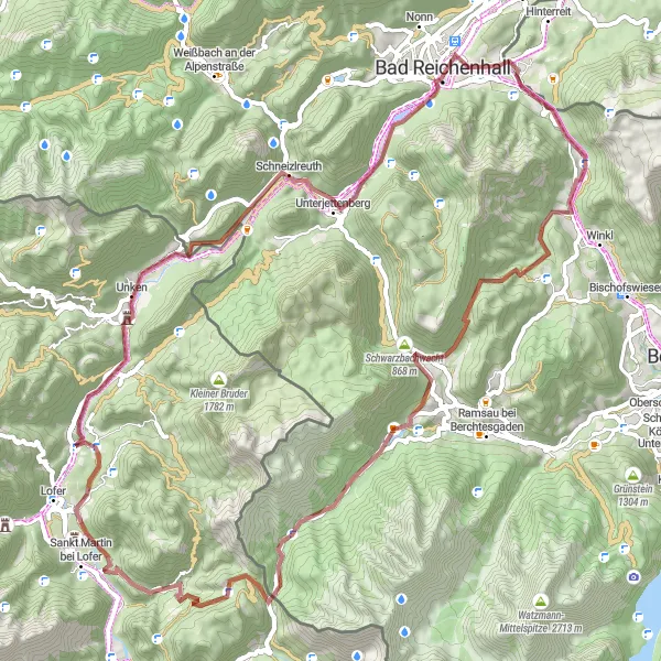 Map miniature of "Gravel Adventure in the Bernau Forest" cycling inspiration in Oberbayern, Germany. Generated by Tarmacs.app cycling route planner
