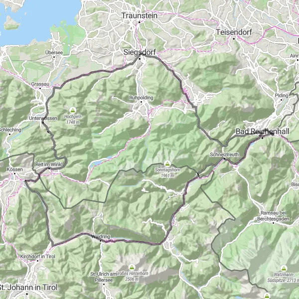 Map miniature of "Alpine Adventure Road Cycling Route" cycling inspiration in Oberbayern, Germany. Generated by Tarmacs.app cycling route planner