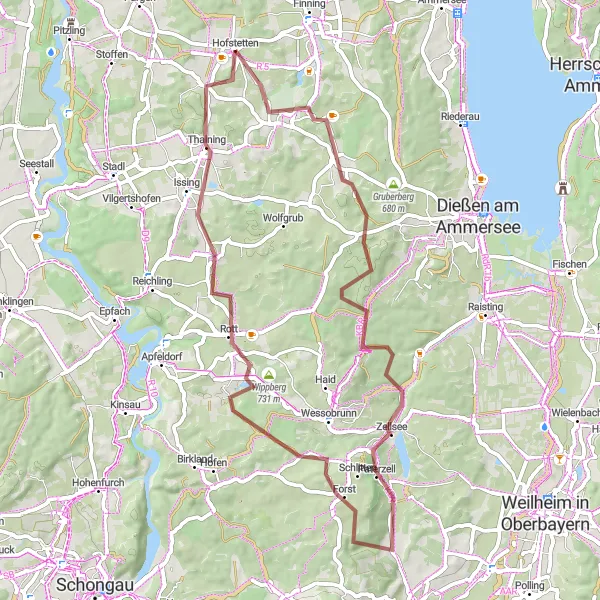Karten-Miniaturansicht der Radinspiration "Gravel-Abenteuer durch Weinberge und Berge" in Oberbayern, Germany. Erstellt vom Tarmacs.app-Routenplaner für Radtouren