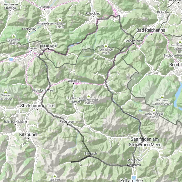 Map miniature of "Alpine Adventure" cycling inspiration in Oberbayern, Germany. Generated by Tarmacs.app cycling route planner