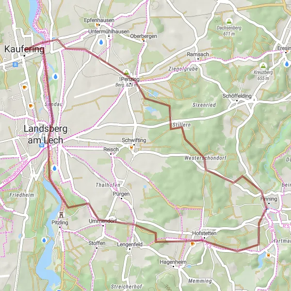 Karten-Miniaturansicht der Radinspiration "Gravel-Tour Schöner Berg-Pürgen-Raucher" in Oberbayern, Germany. Erstellt vom Tarmacs.app-Routenplaner für Radtouren
