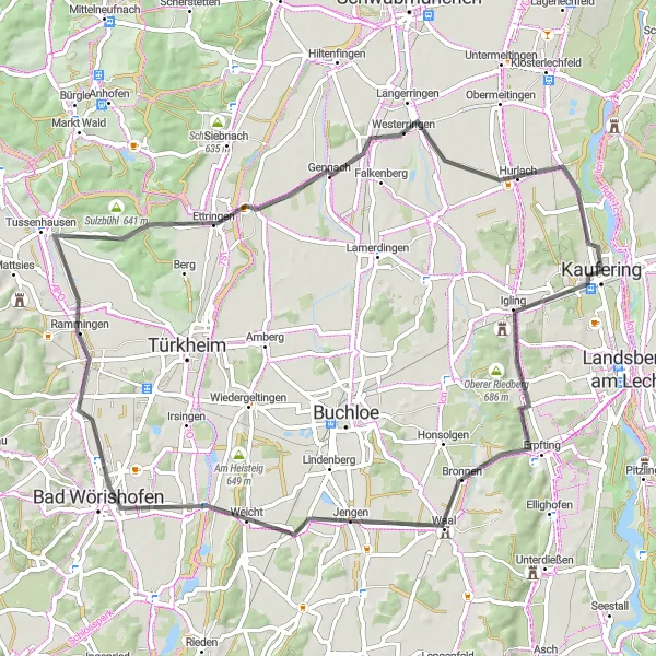 Karten-Miniaturansicht der Radinspiration "Tour durch das schöne Allgäu" in Oberbayern, Germany. Erstellt vom Tarmacs.app-Routenplaner für Radtouren