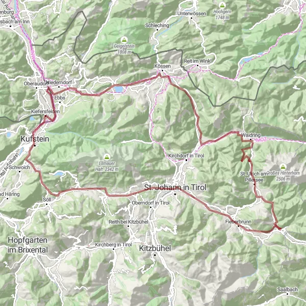 Karten-Miniaturansicht der Radinspiration "Herausforderung in den Tiroler Bergen" in Oberbayern, Germany. Erstellt vom Tarmacs.app-Routenplaner für Radtouren