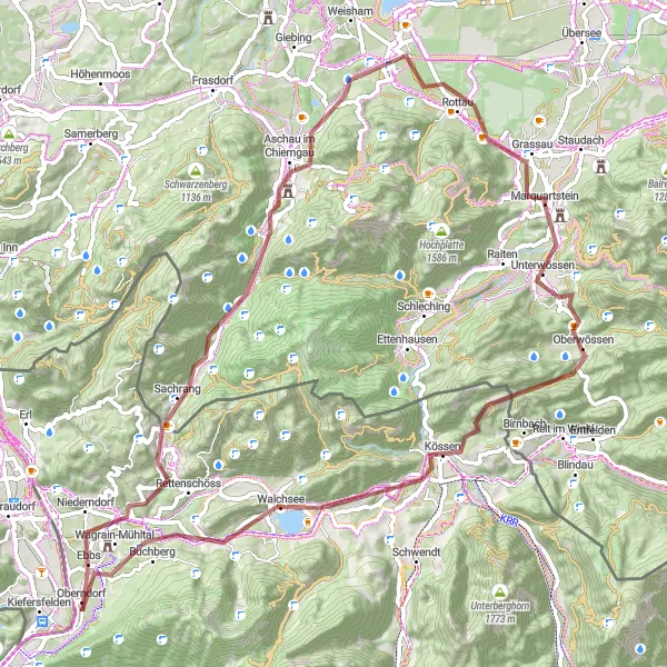 Karten-Miniaturansicht der Radinspiration "Kaiserblick und Panoramarunde" in Oberbayern, Germany. Erstellt vom Tarmacs.app-Routenplaner für Radtouren