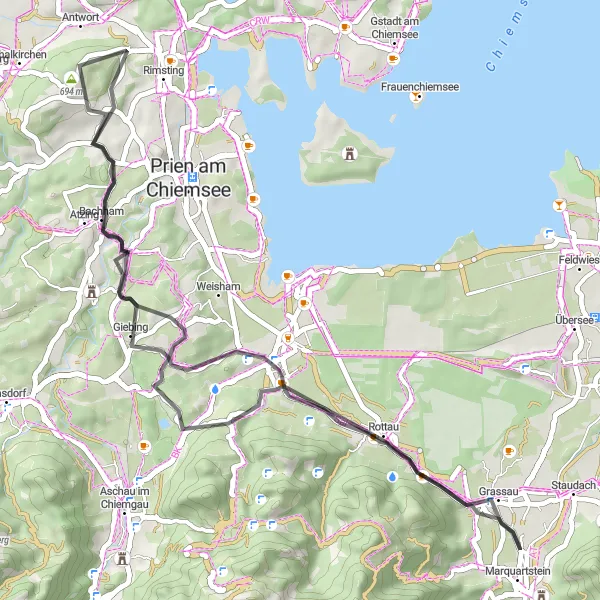 Map miniature of "Ratzinger Höhe Challenge" cycling inspiration in Oberbayern, Germany. Generated by Tarmacs.app cycling route planner