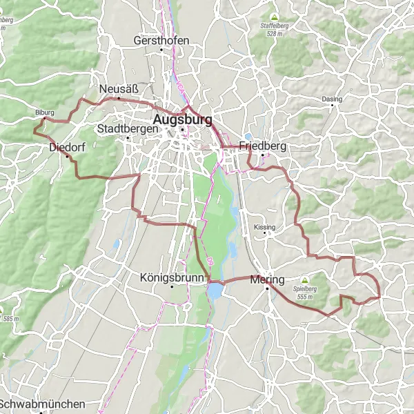 Map miniature of "Around the Hallberg" cycling inspiration in Oberbayern, Germany. Generated by Tarmacs.app cycling route planner
